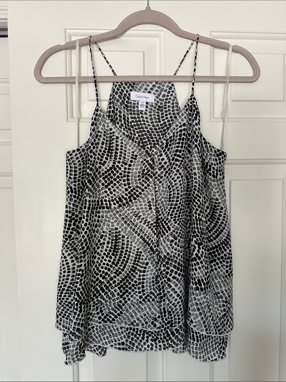 Calvin Klein Black & White Patterned Layered Camisole